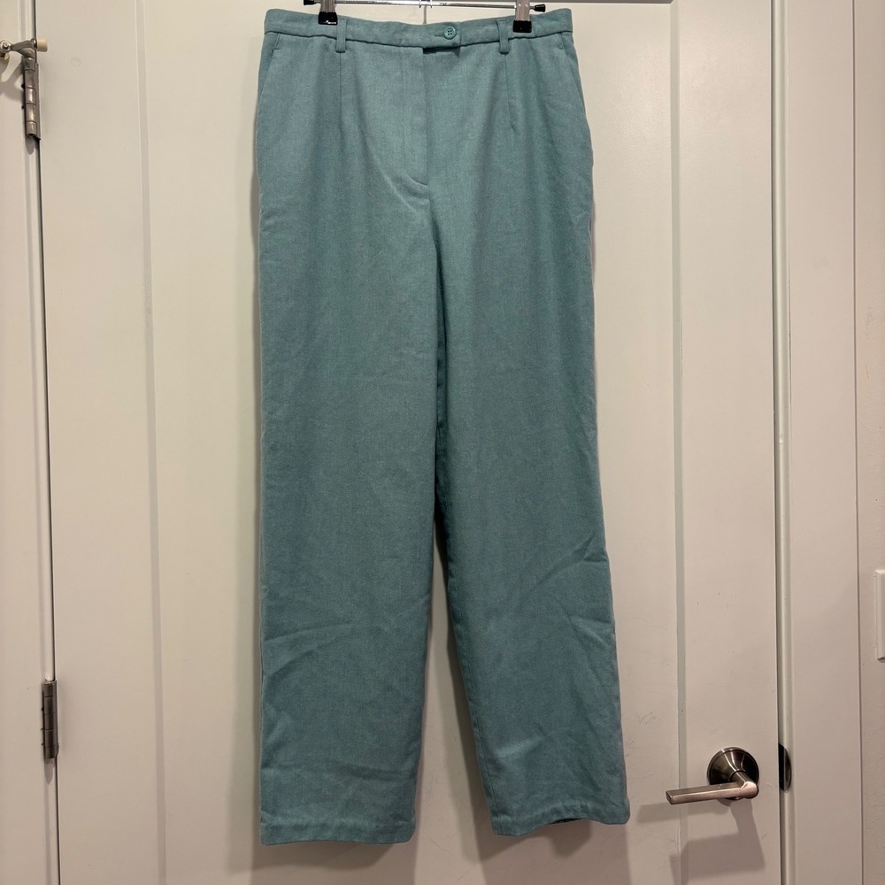Pendleton Vintage Blue 100% Virgin Wool High Waisted Straight Leg Pants Size 12
